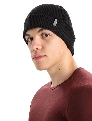 Icebreaker Unisex Merino Feadan Slouch Beanie Miesten Hatut Mustat | FI 1094FDNM